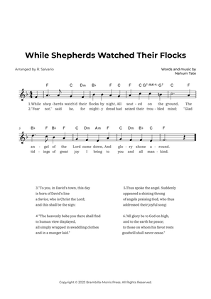 While Shepherds Watched Their Flocks (Key of F Major)