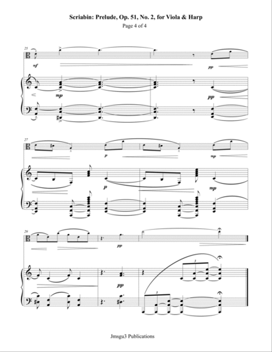Scriabin: Prelude, Op. 51, No. 2 for Viola & Harp Chamber Music scores gallery preview page 4