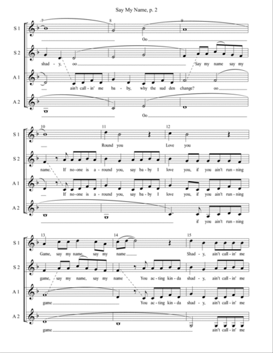 Say My Name SSAA scores gallery preview page 2