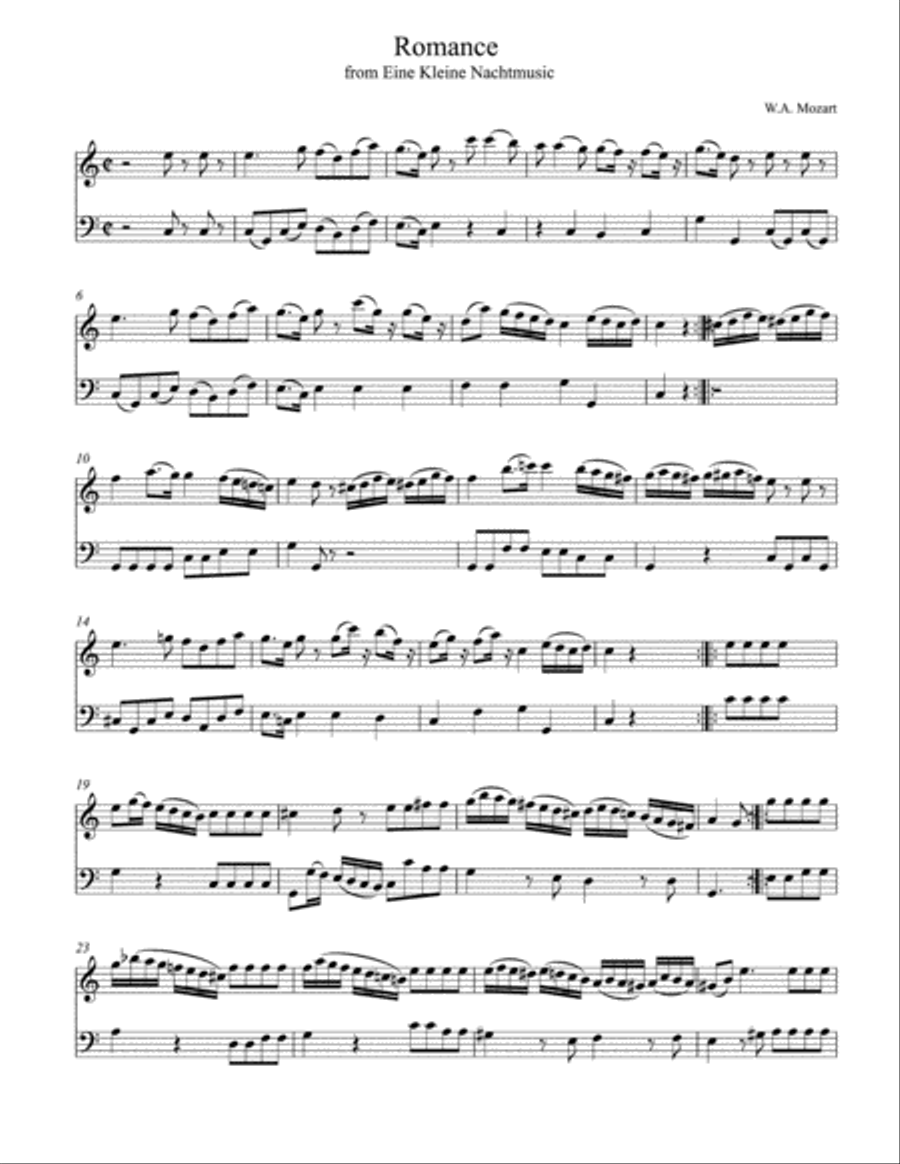 Romance from Eine Kleine Nachtmusic String Duet scores gallery preview page 2
