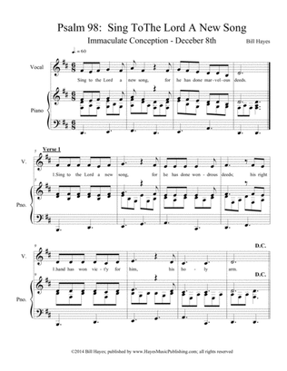 Psalm 98: Sing To The Lord A New Song (piano/vocal)