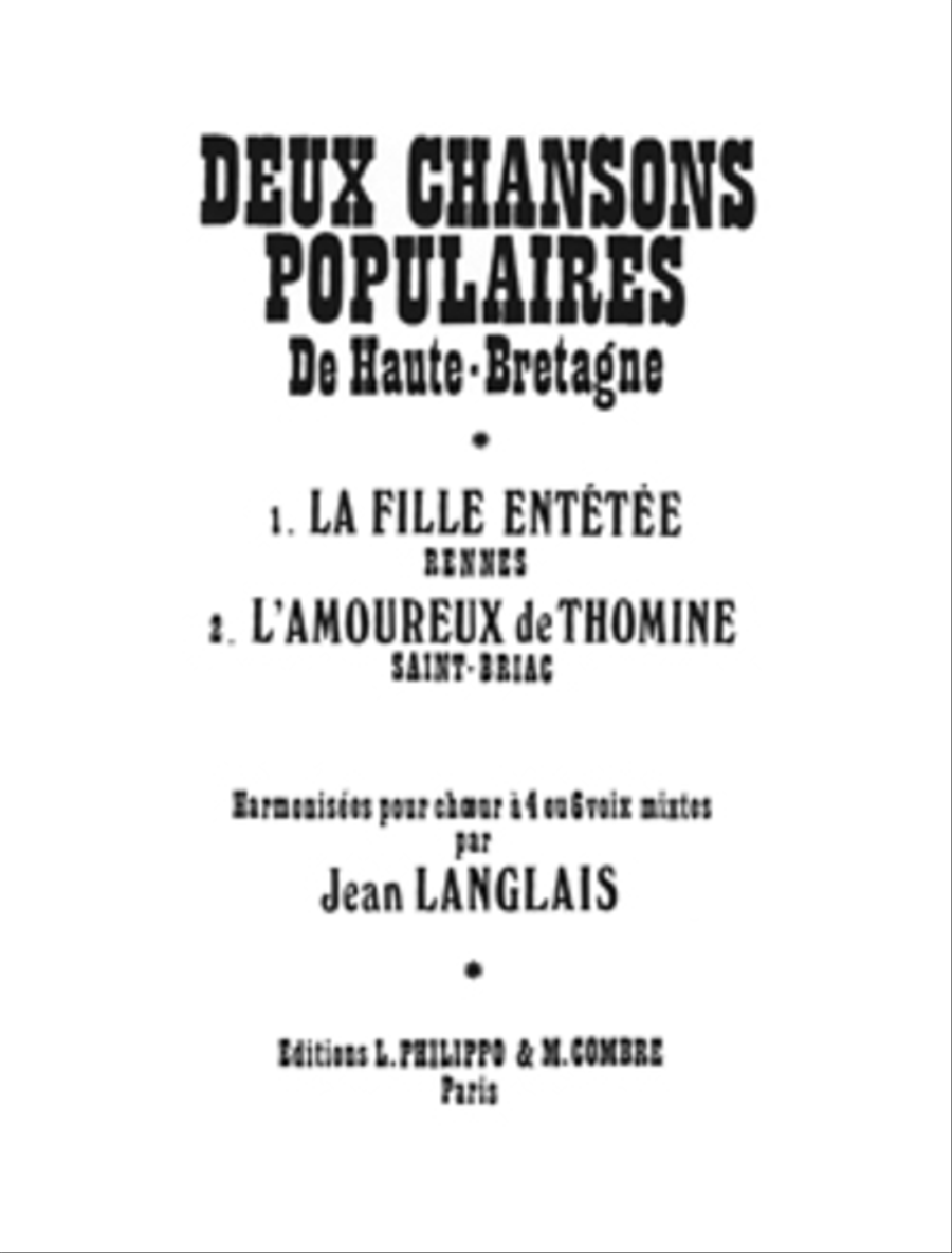 Chansons populaires de Haute-Bretagne (2) Choir scores gallery preview page 1