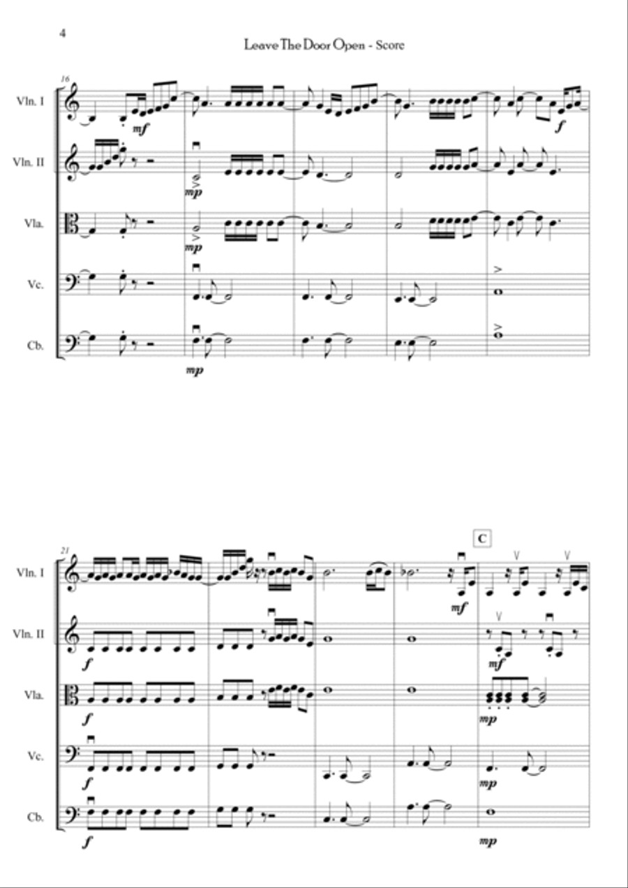 Leave The Door Open String Orchestra scores gallery preview page 3