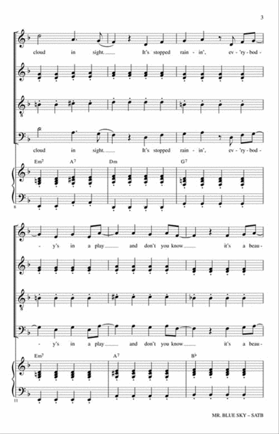 Mr. Blue Sky Mr. Blue Sky 4-Part scores gallery preview page 3