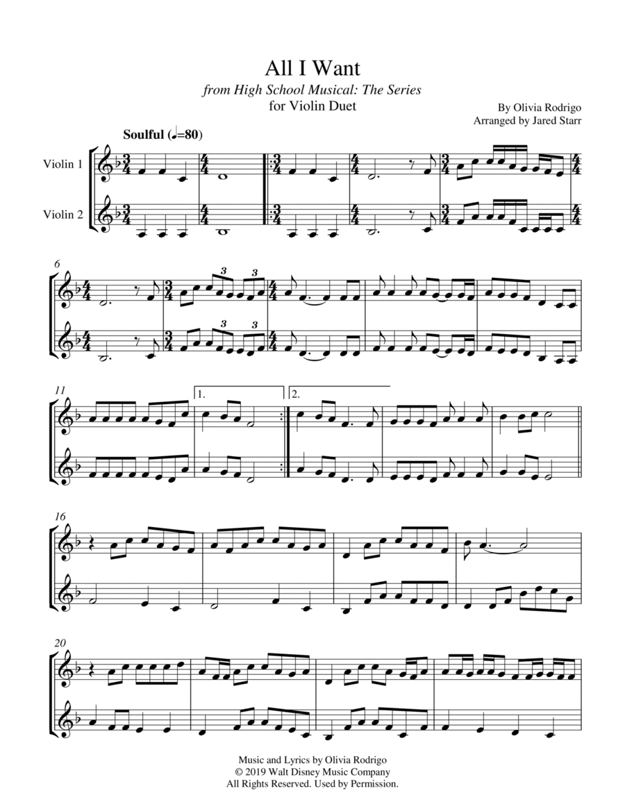 All I Want All I Want String Duet scores gallery preview page 1