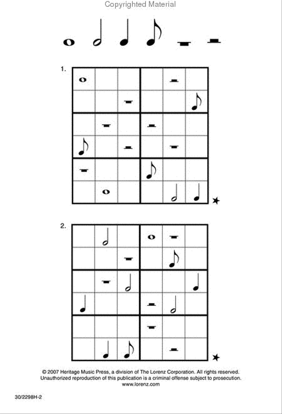 Music Sudoku Six-Square, Set 1