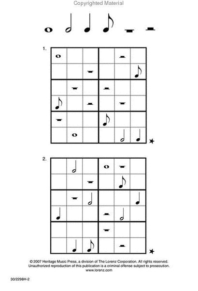 Music Sudoku Six-Square, Set 1