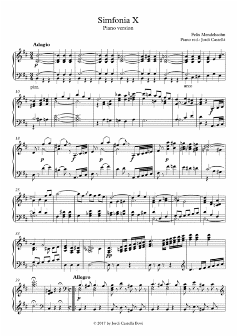 Symphony No. 10 in B Minor – Piano Solo Piano Solo scores gallery preview page 1