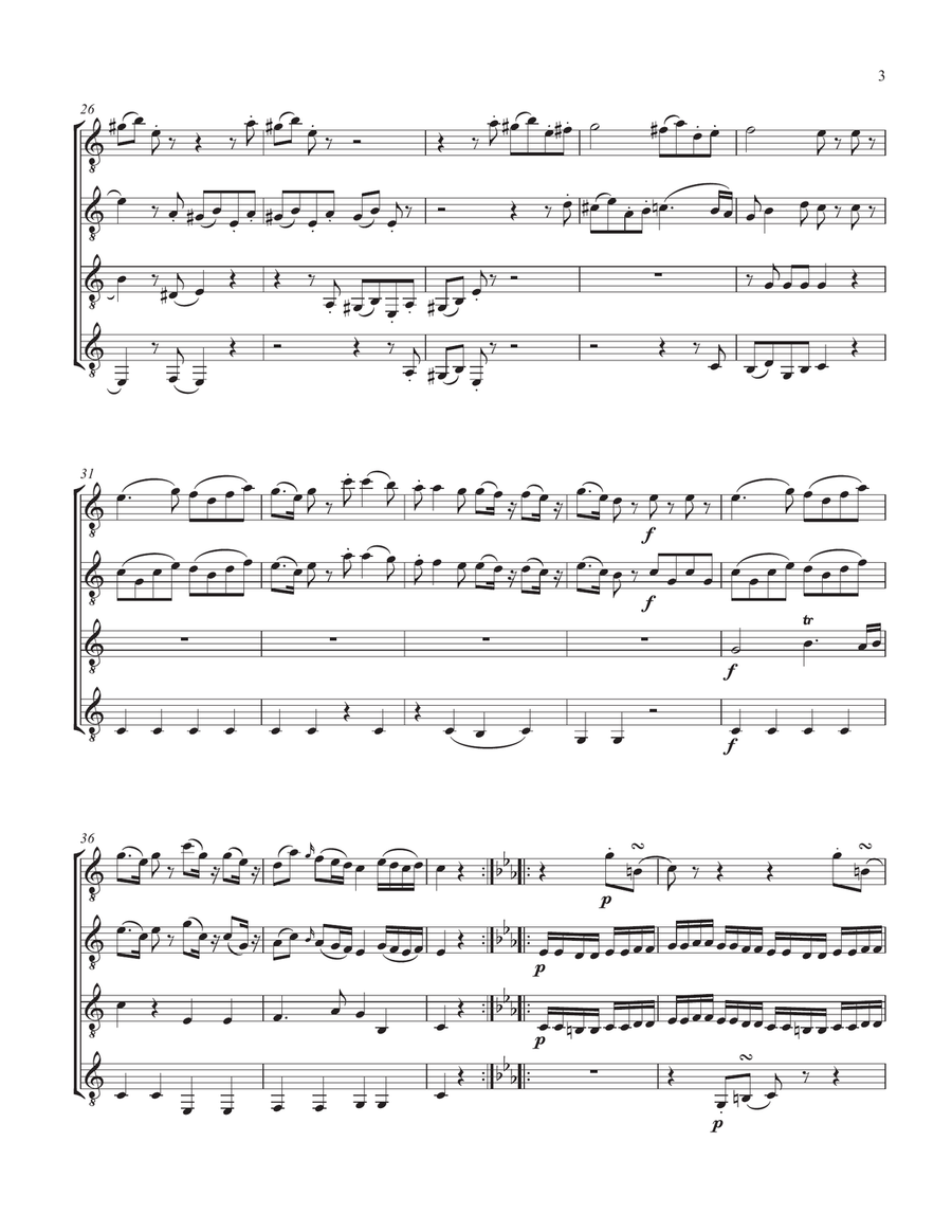 Eine kleine Nachtmusik, K. 525 - ii - Romanze (Guitar Quartet) - Score and Parts Guitar Ensemble scores gallery preview page 3