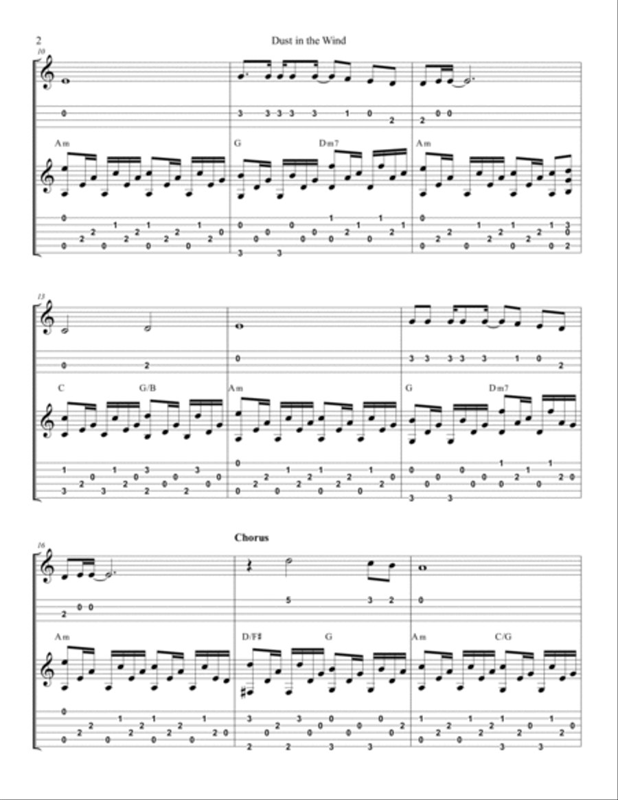 Dust In The Wind Guitar Tablature scores gallery preview page 3