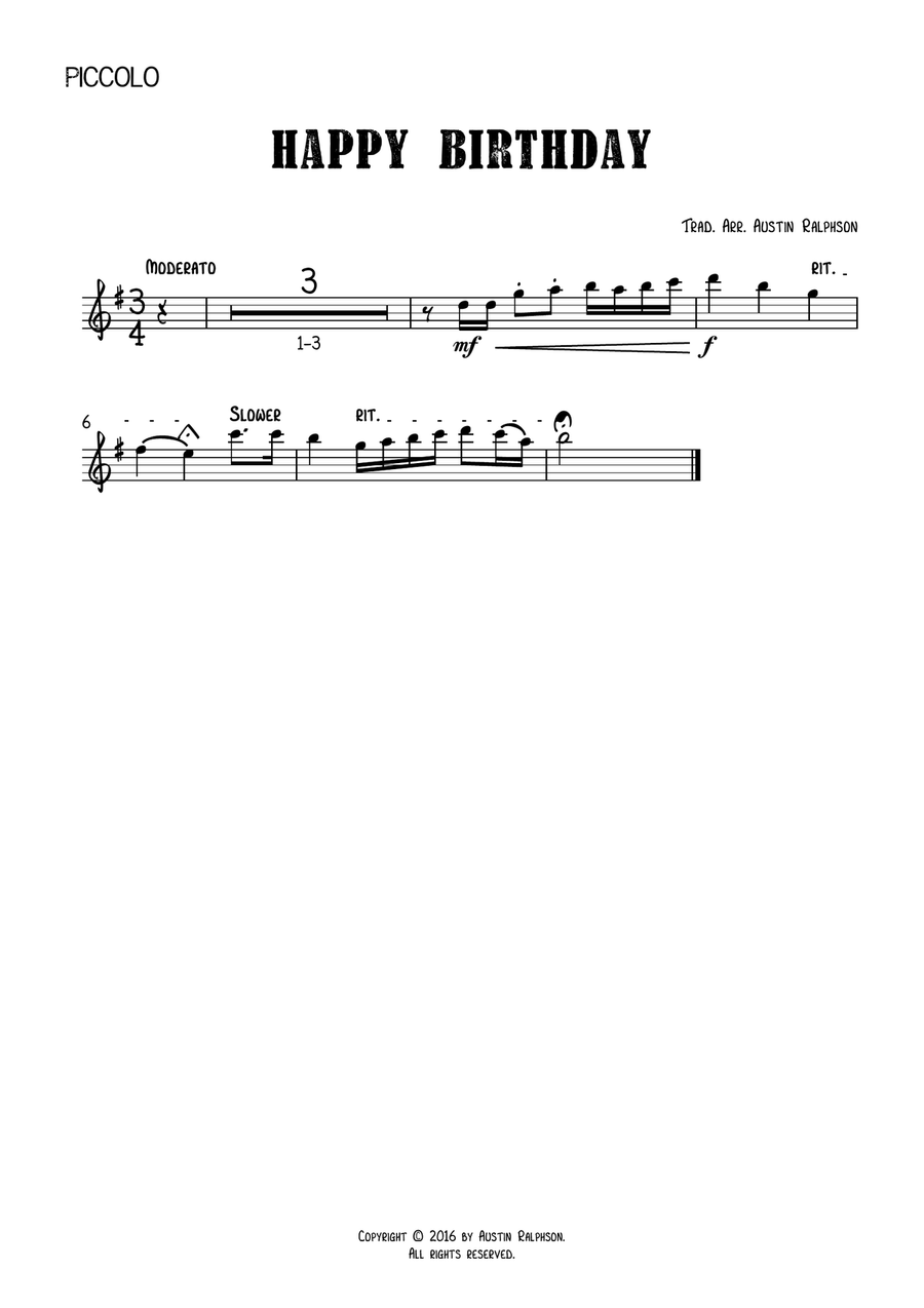 Happy Birthday - flute choir / flute ensemble Flute Choir scores gallery preview page 4