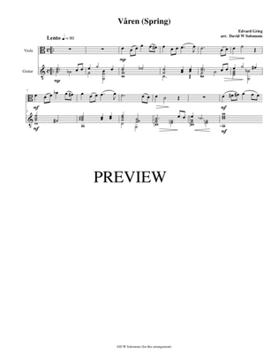 Book cover for Våren (Spring) for viola and guitar