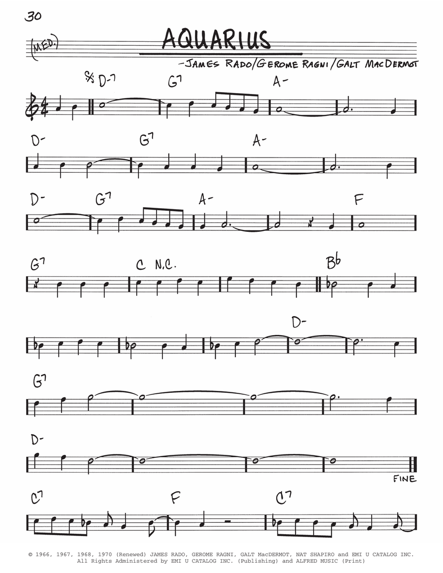 Aquarius Piano scores gallery preview page 1