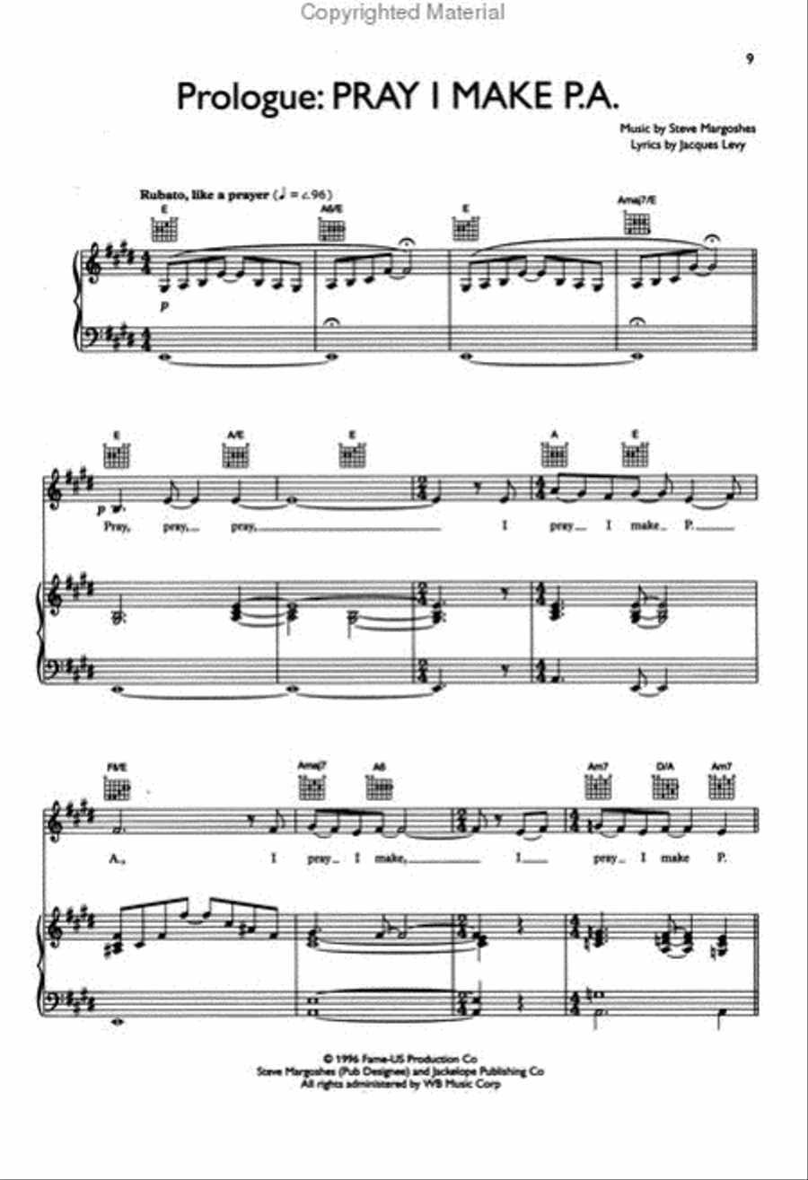 Fame - The Musical Piano, Vocal, Guitar scores gallery preview page 2