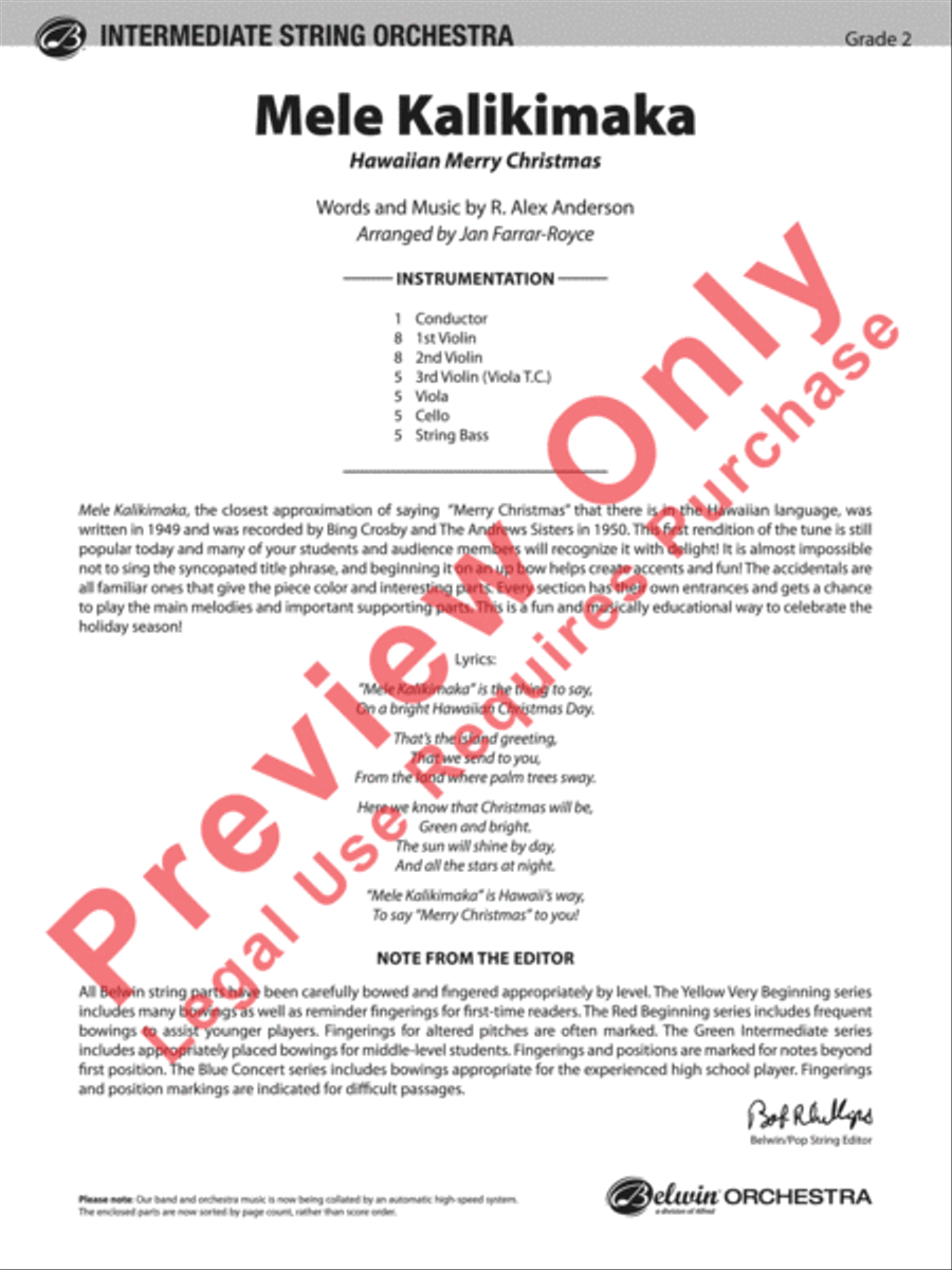 Mele Kalikimaka String Orchestra scores gallery preview page 2