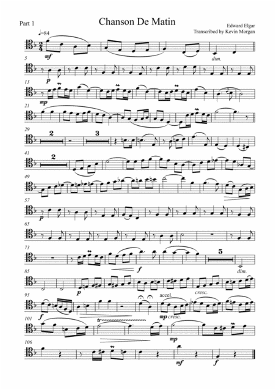 Chanson De Matin Woodwind Quartet scores gallery preview page 4