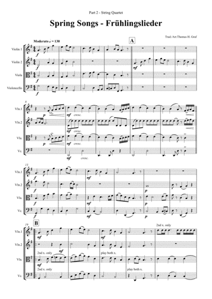 Spring songs - Frühlingslieder - Part 2 - String Quartet image number null