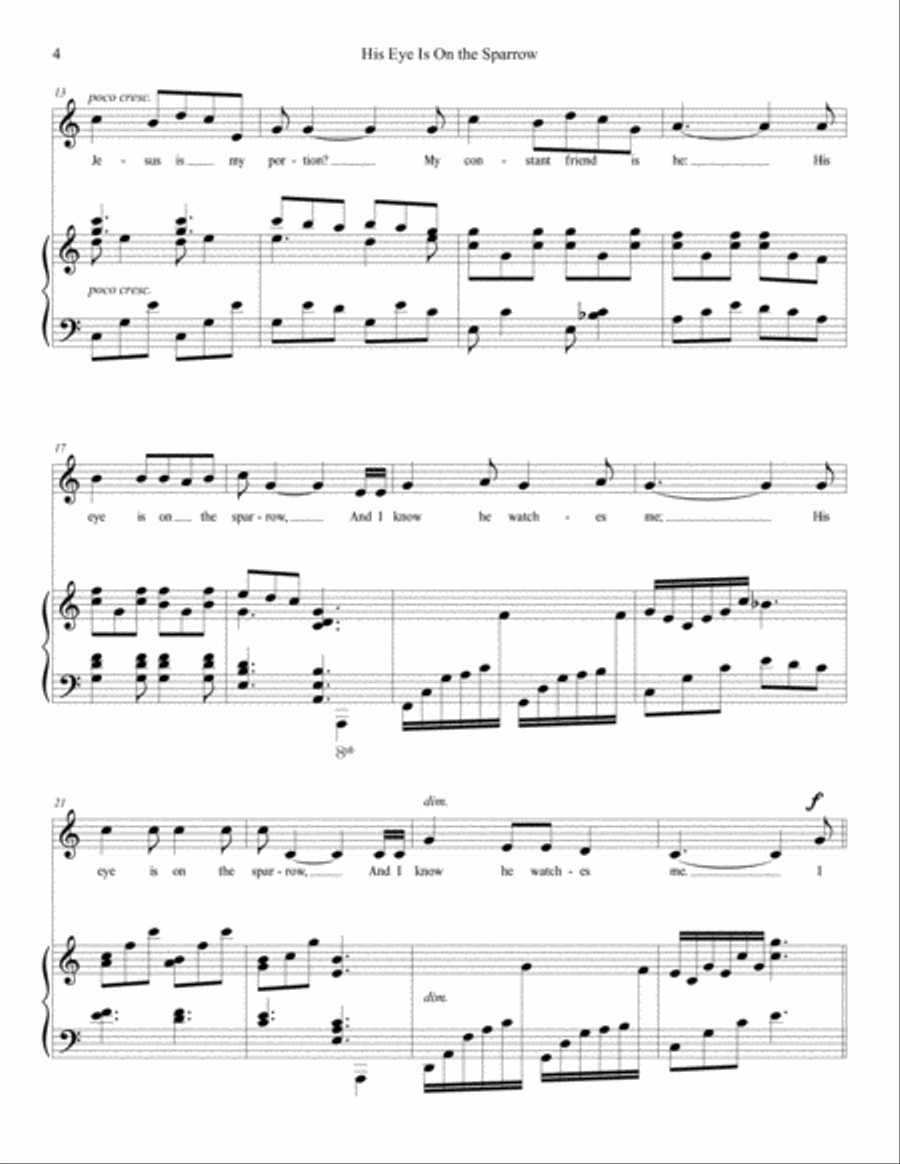 His Eye Is On the Sparrow High Voice scores gallery preview page 4