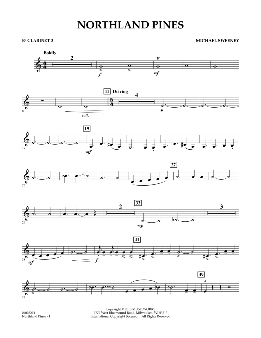 Northland Pines - Bb Clarinet 3 Concert Band scores gallery preview page 1
