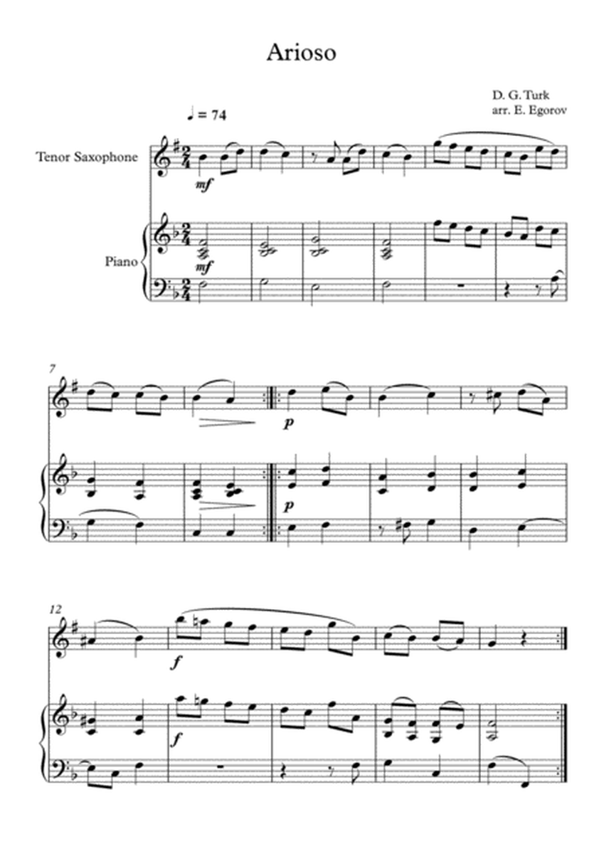Arioso, Daniel Gottlob Turk, For Tenor Saxophone & Piano image number null