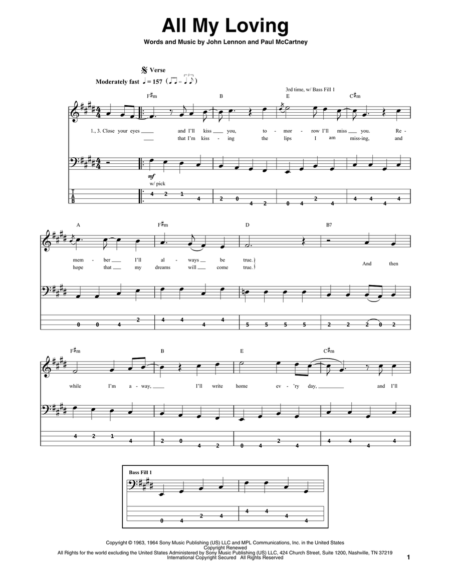 All My Loving Acoustic Guitar scores gallery preview page 1