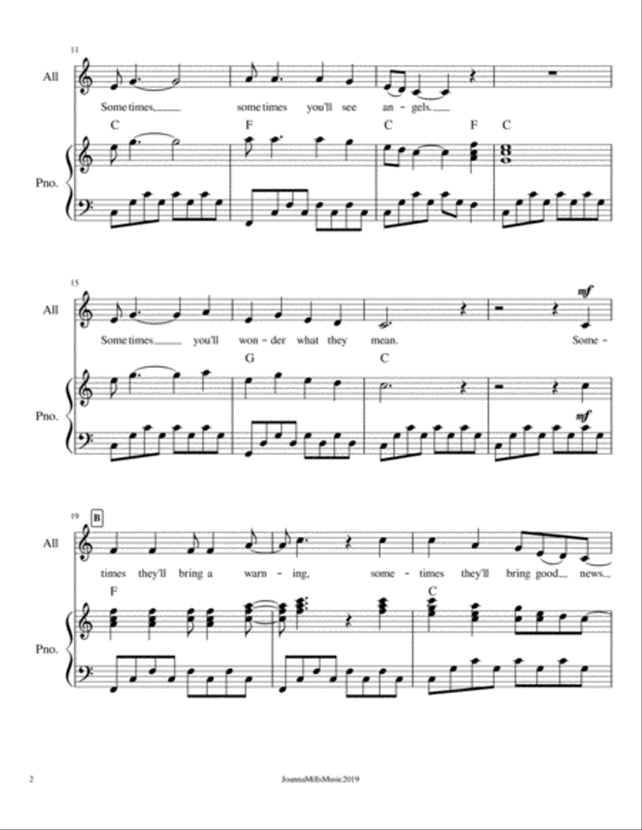 Sometimes You'll See Angels (Unison Choir) Unison Choir scores gallery preview page 3