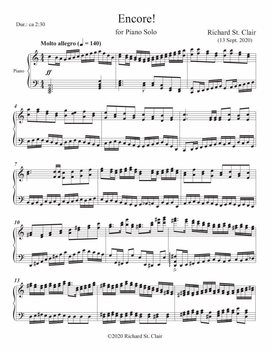 Encore! for Piano Solo Encore! for Piano Solo Chamber Music scores gallery preview page 1