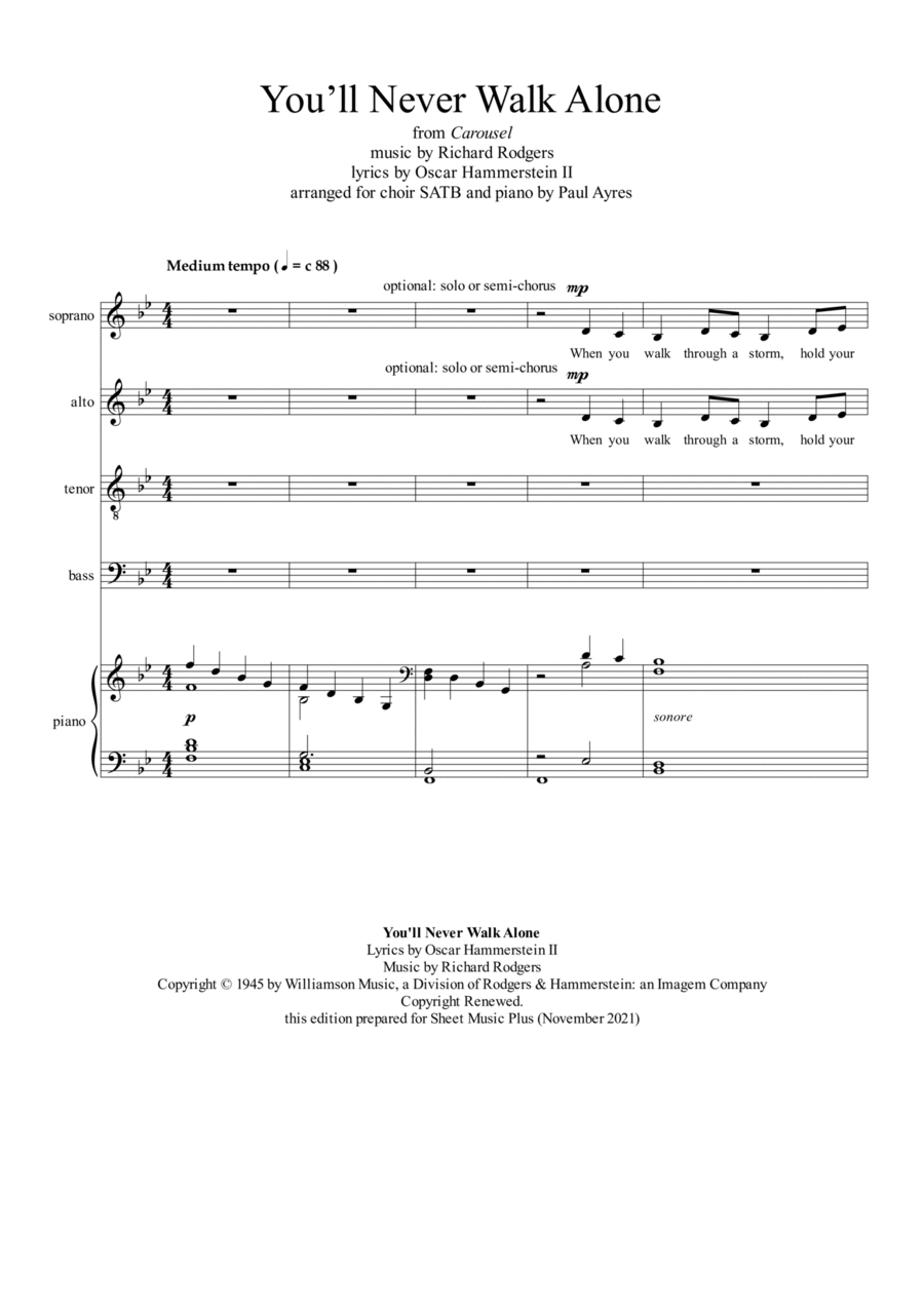 You'll Never Walk Alone 4-Part scores gallery preview page 1