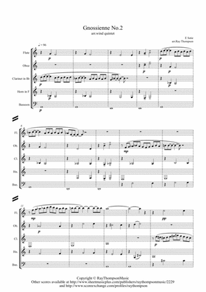 Book cover for Satie: Gnossienne No.2 - wind quintet
