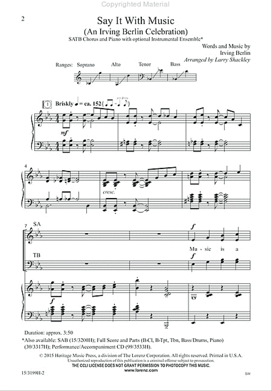 Say It With Music 4-Part scores gallery preview page 2