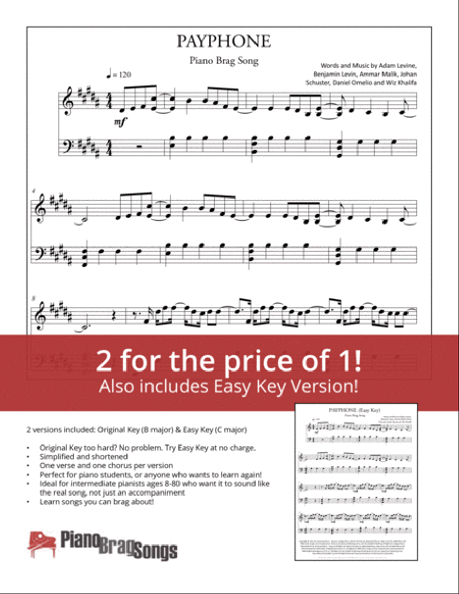 Payphone Easy Piano scores gallery preview page 1
