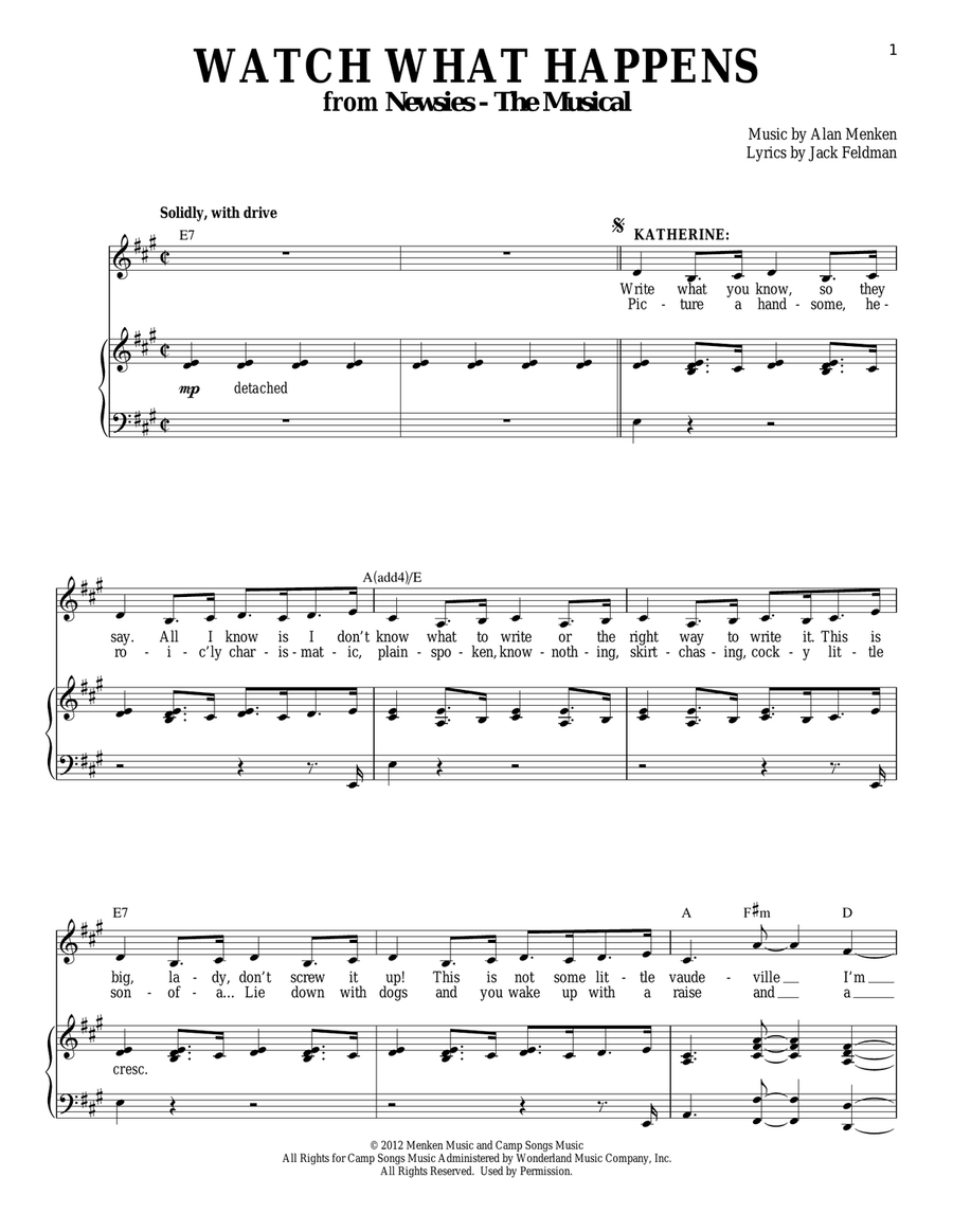 Watch What Happens Piano, Vocal scores gallery preview page 1