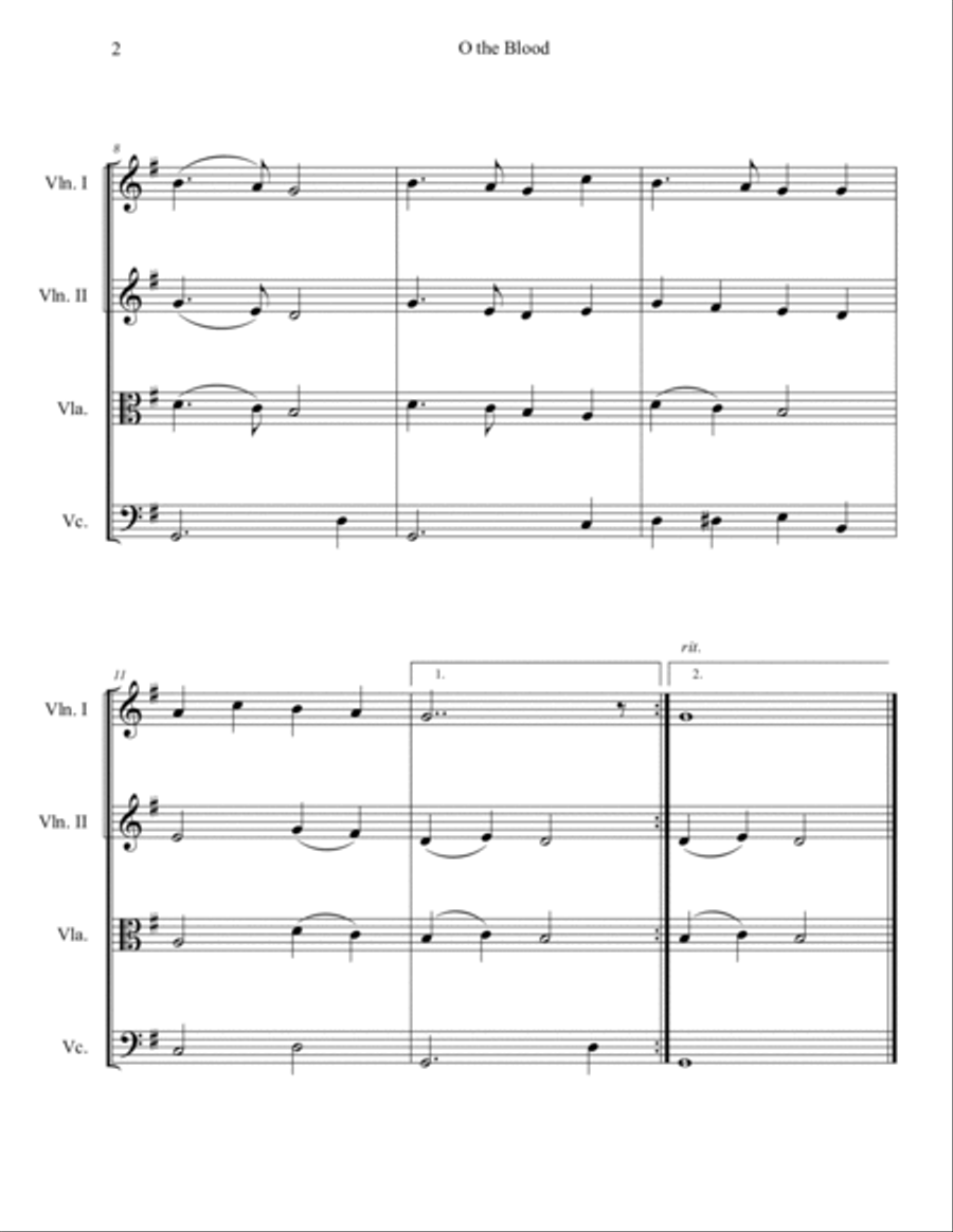 O The Blood (String Quartet) String Quartet scores gallery preview page 2