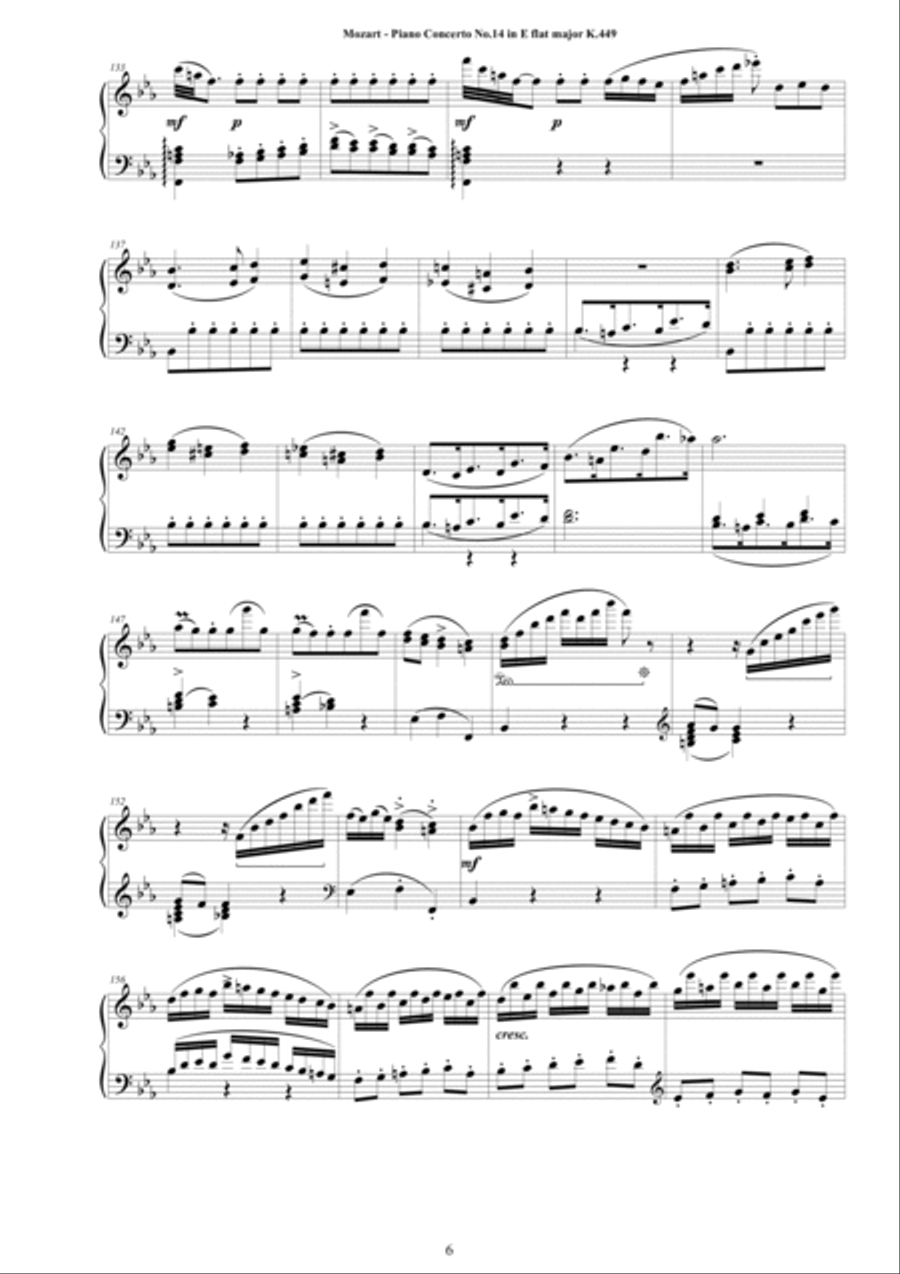 Mozart - Piano Concerto No.14 in E flat major K.449 - Piano Version Piano Solo scores gallery preview page 6