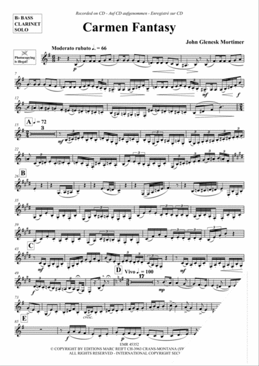 Carmen Fantasy Bass Clarinet scores gallery preview page 3