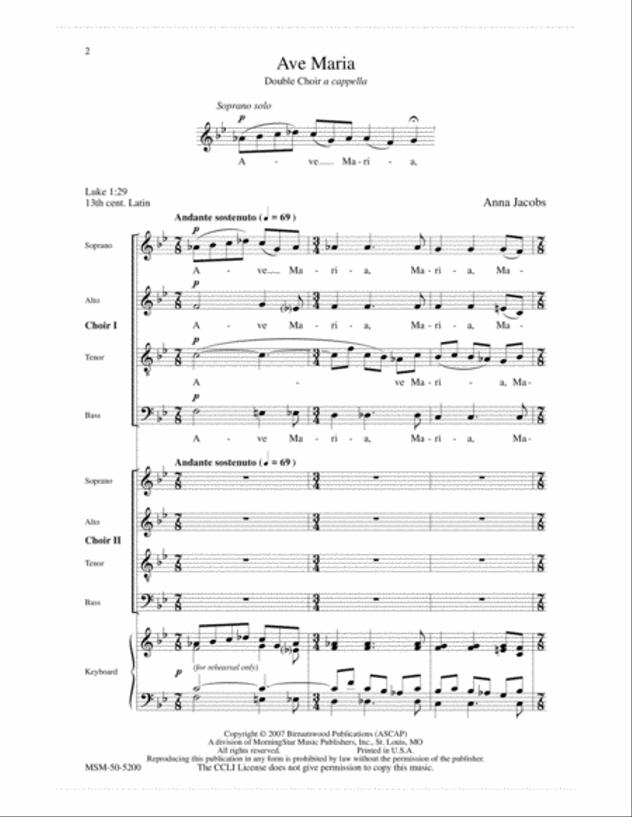 Ave Maria Ave Maria 4-Part scores gallery preview page 2