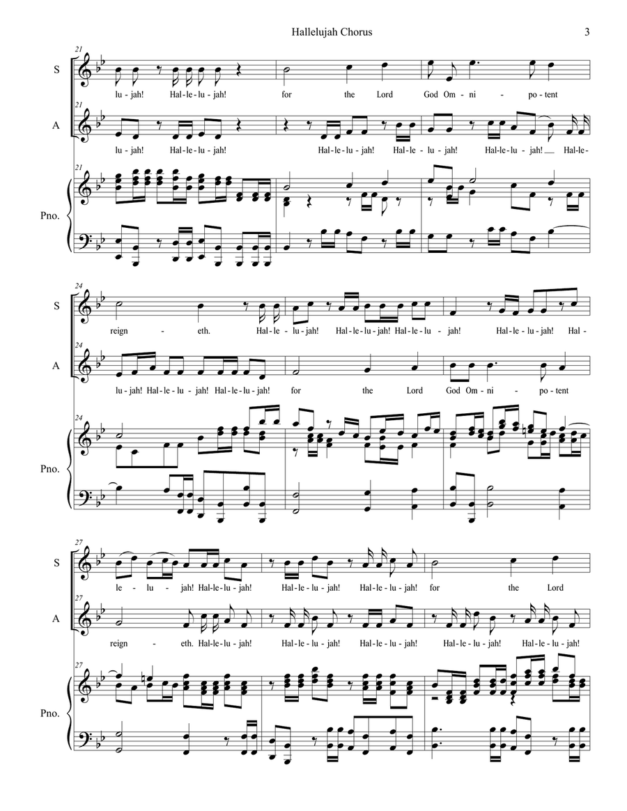 Hallelujah Chorus (2-part choir - (SA) SA scores gallery preview page 3