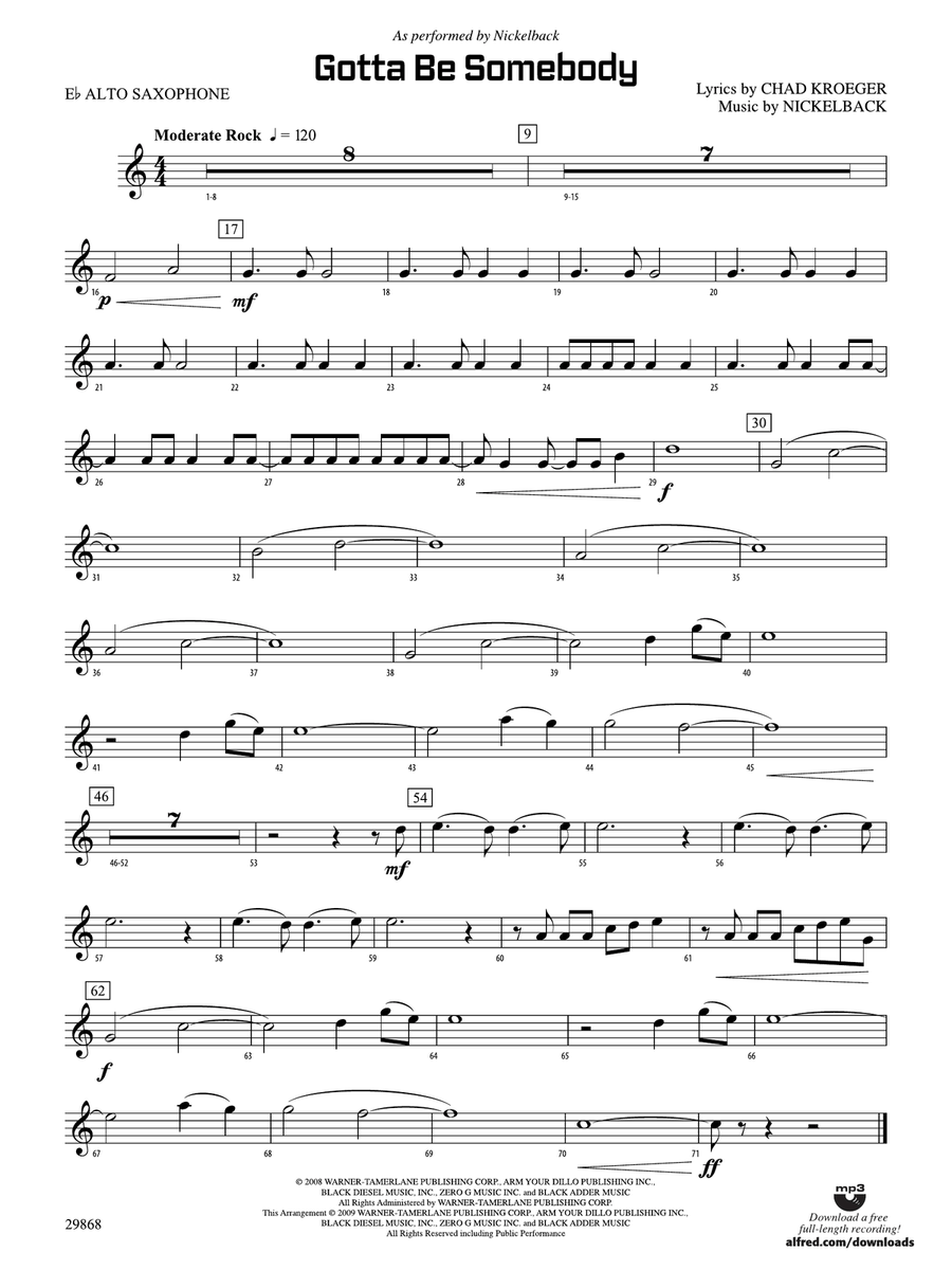 Gotta Be Somebody: E-flat Alto Saxophone