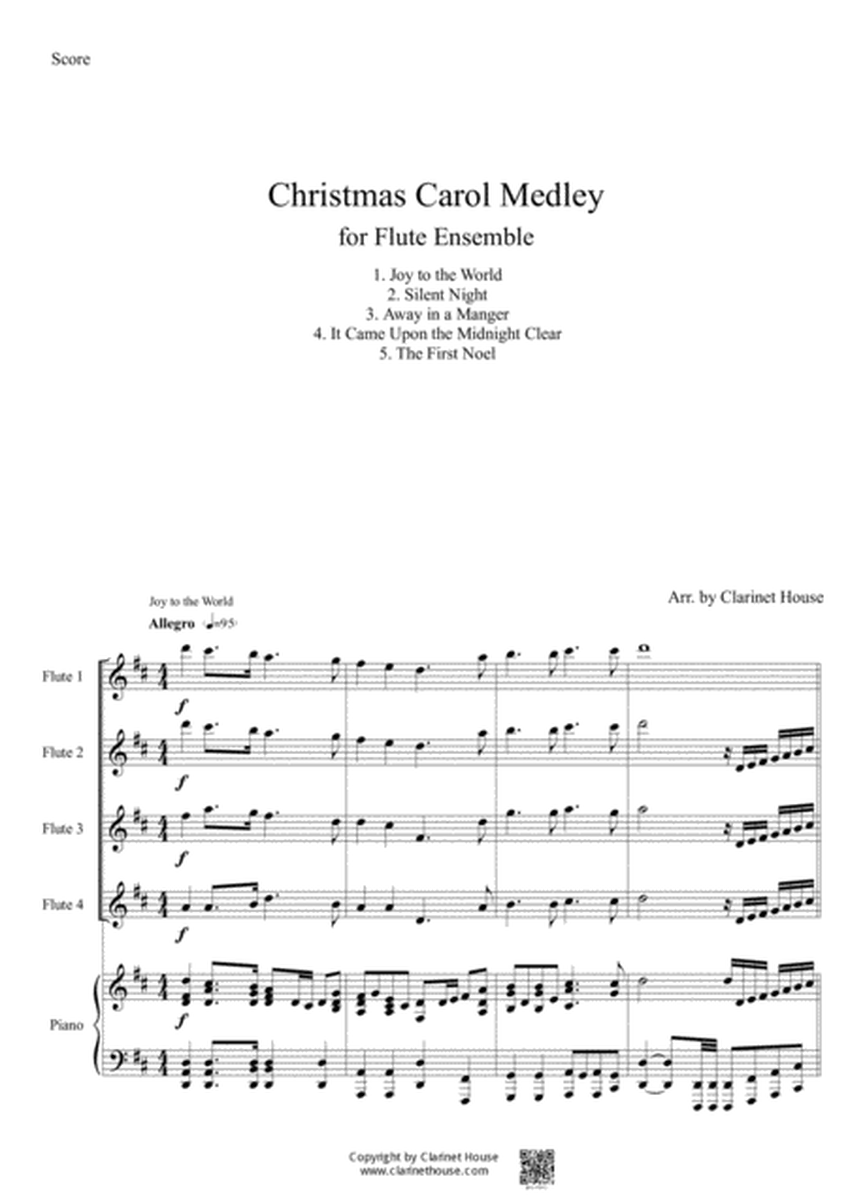 Christmas Carol Medley for Flute Quartet & Piano image number null
