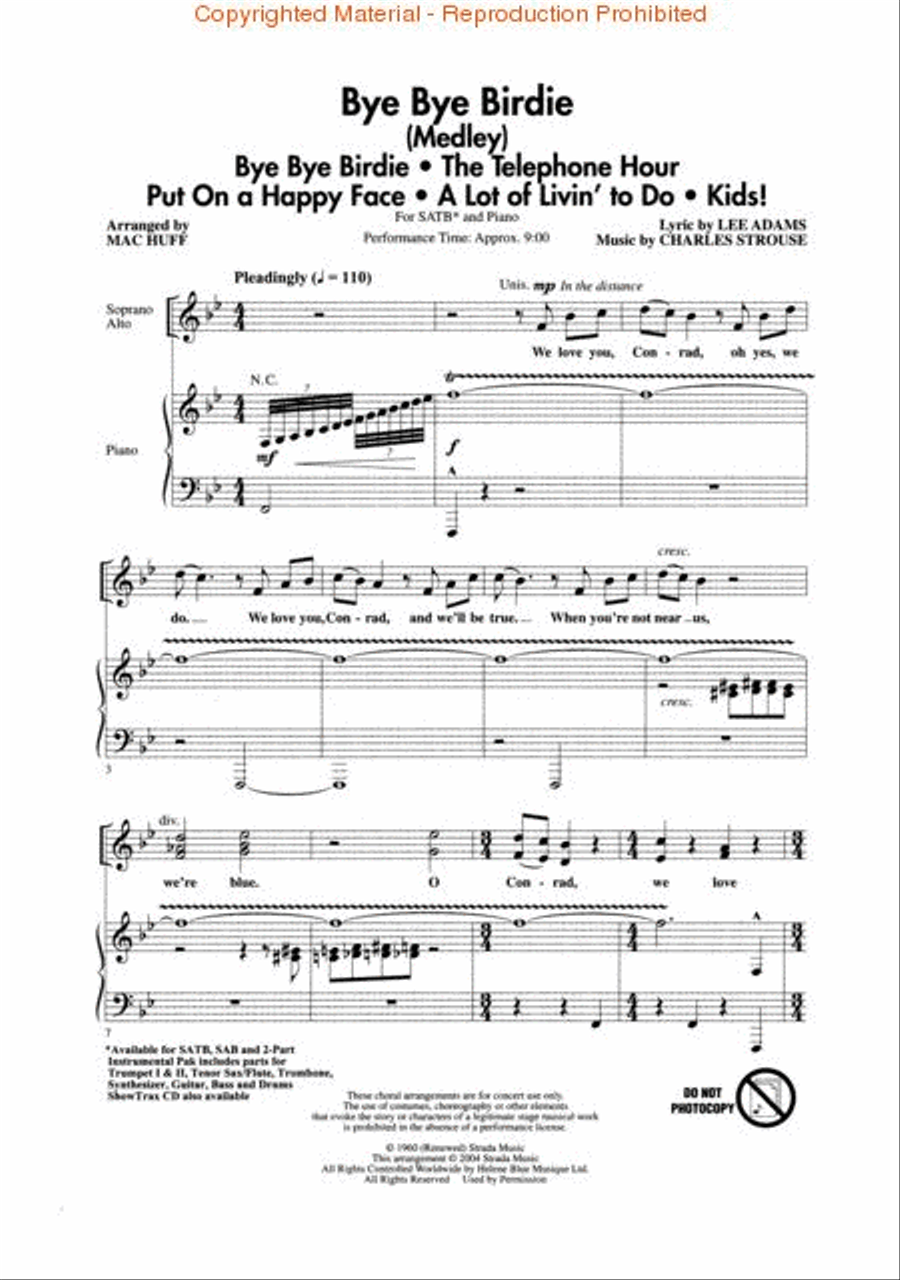 Bye Bye Birdie (Medley) 4-Part scores gallery preview page 2