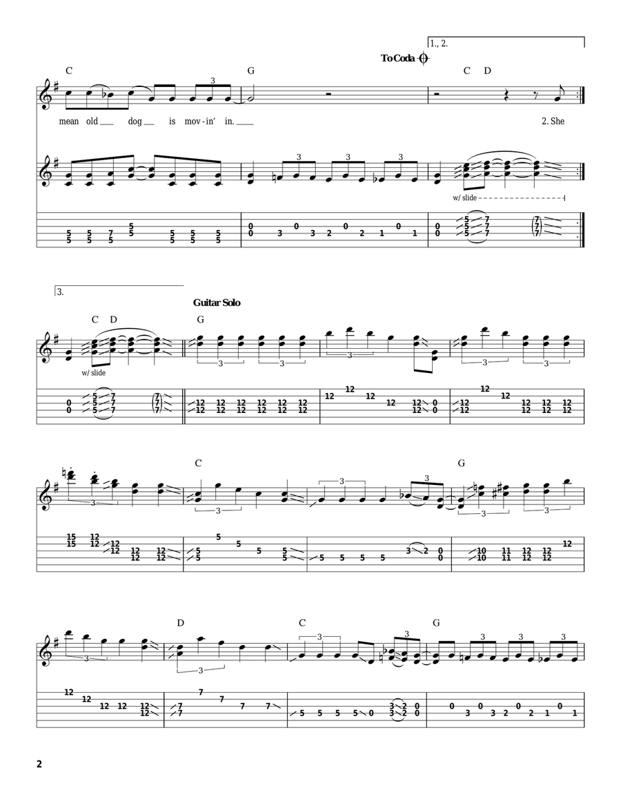 Move It On Over Acoustic Guitar scores gallery preview page 2