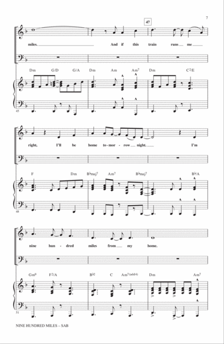 Nine Hundred Miles 3-Part scores gallery preview page 6