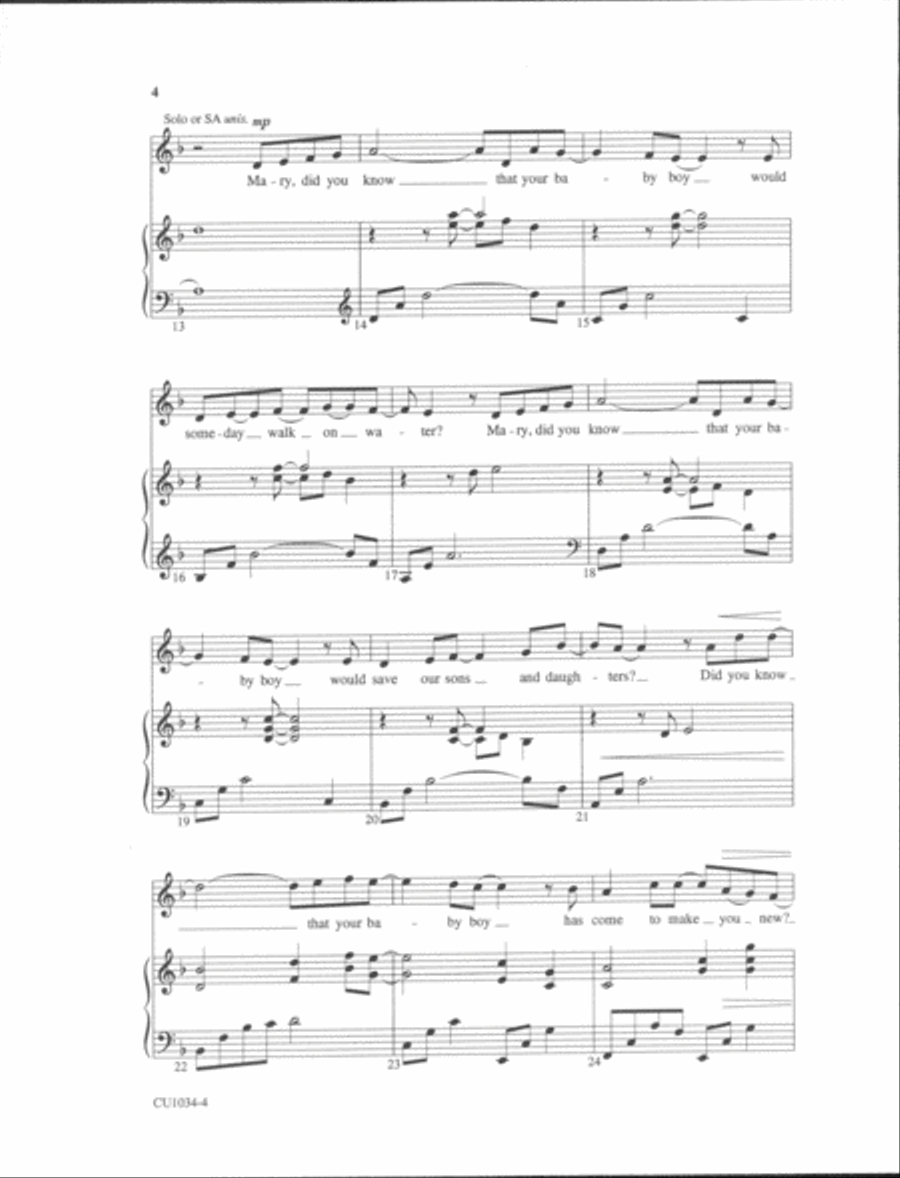 Mary, Did You Know? 4-Part scores gallery preview page 15