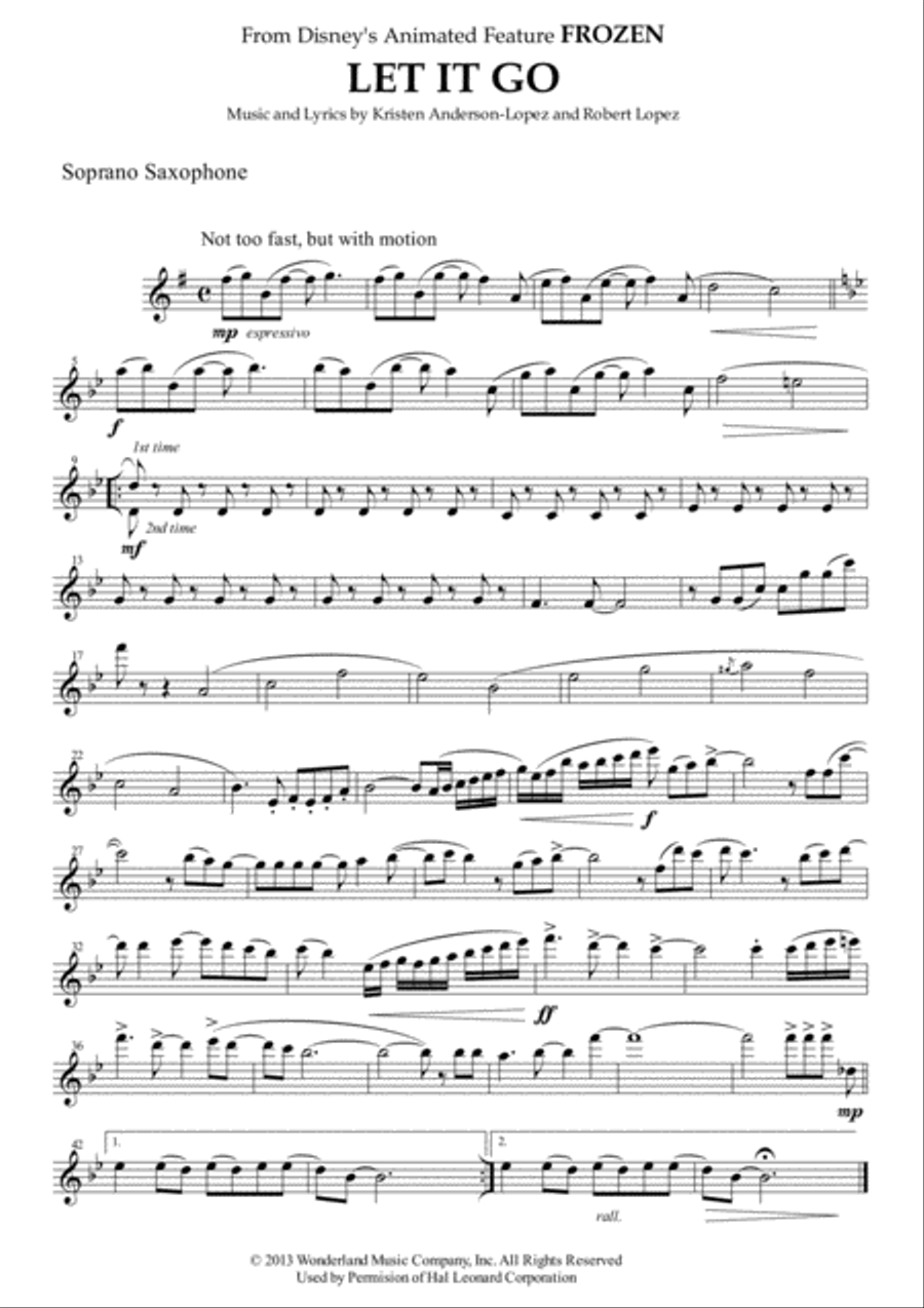Let It Go (from Frozen) Woodwind Quartet scores gallery preview page 1