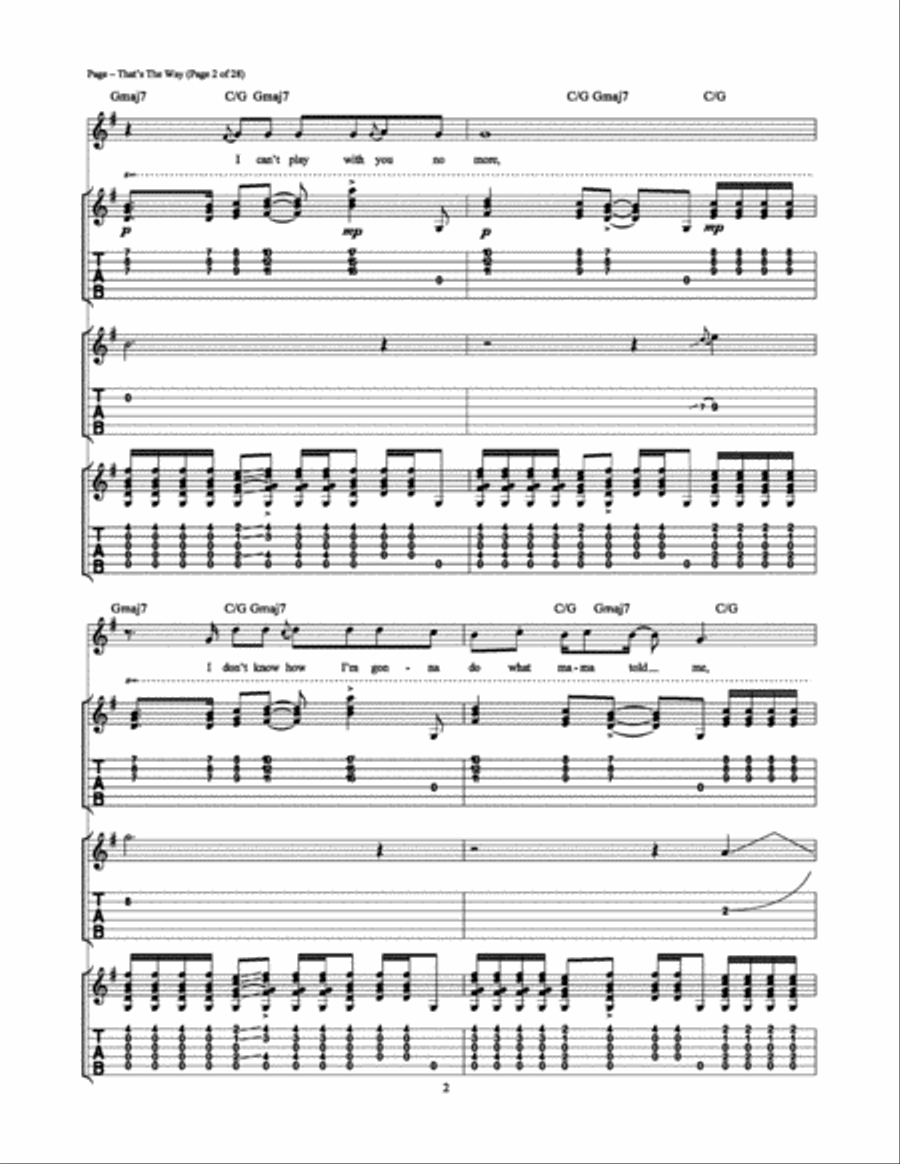 That's the Way Guitar Tablature scores gallery preview page 2