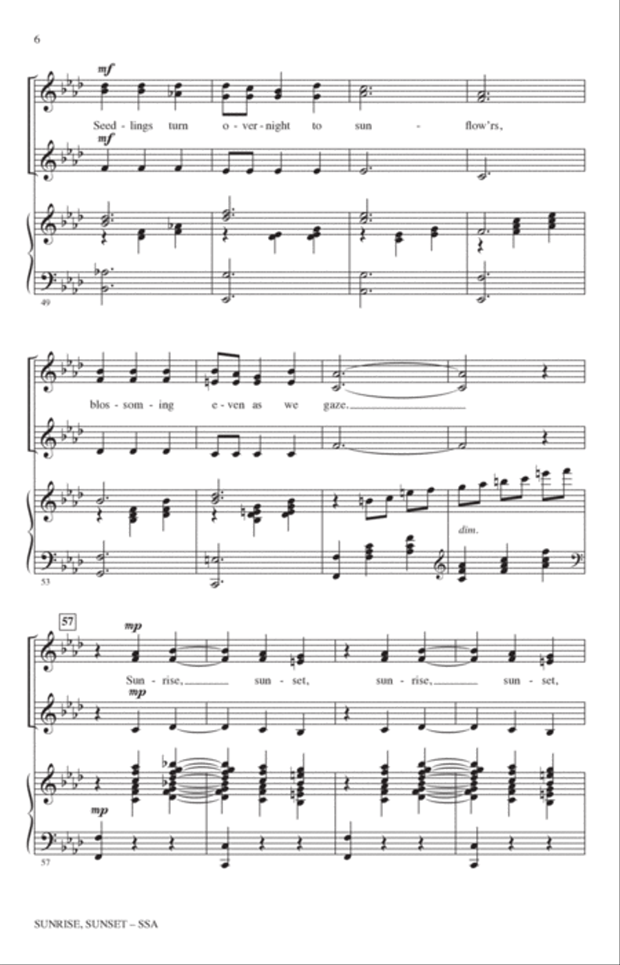 Sunrise, Sunset (from Fiddler On The Roof) (arr. John Leavitt) SSA scores gallery preview page 5