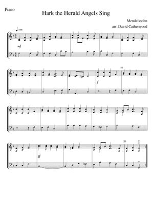 Hark the Herald Angels Sing arranged for easy piano by David catherwood
