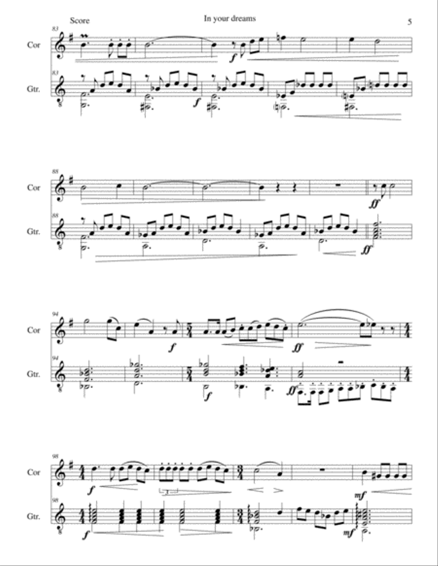 In your dreams (L'Inconscient) for cor anglais and guitar English Horn scores gallery preview page 5