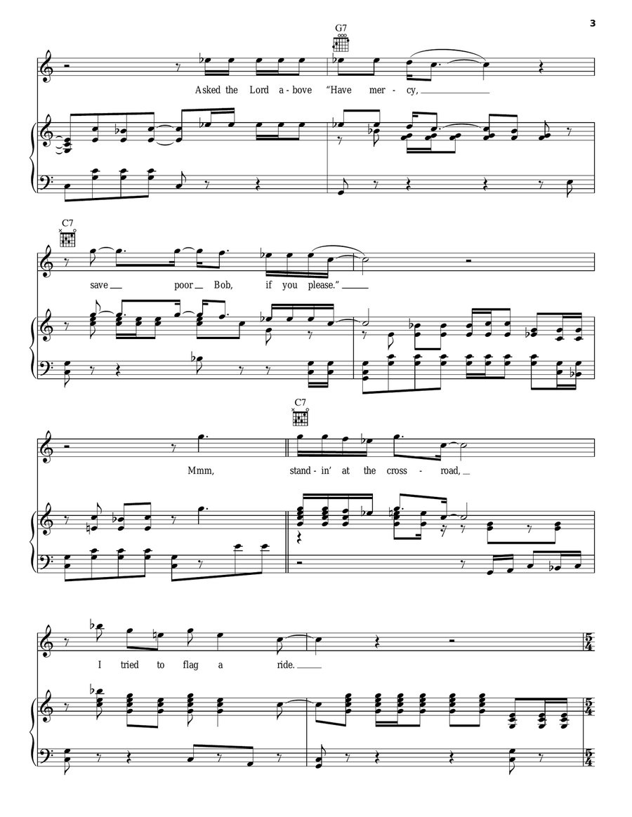 Cross Road Blues (Crossroads) Piano, Vocal, Guitar scores gallery preview page 3