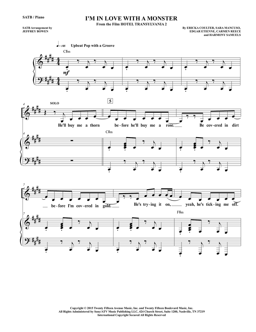 I'm In Love With A Monster 4-Part scores gallery preview page 1